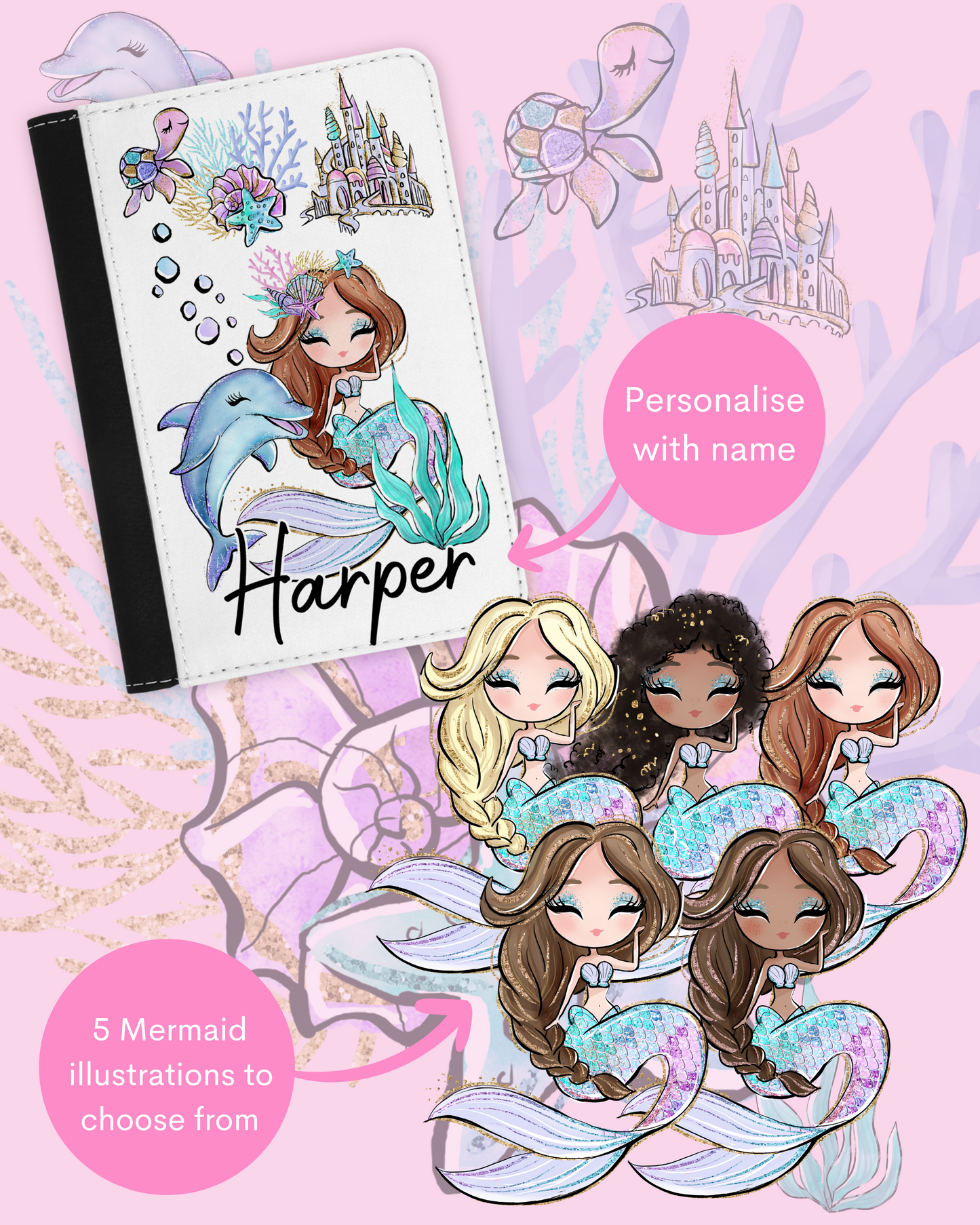 Mermaid Personalised Passport Cover