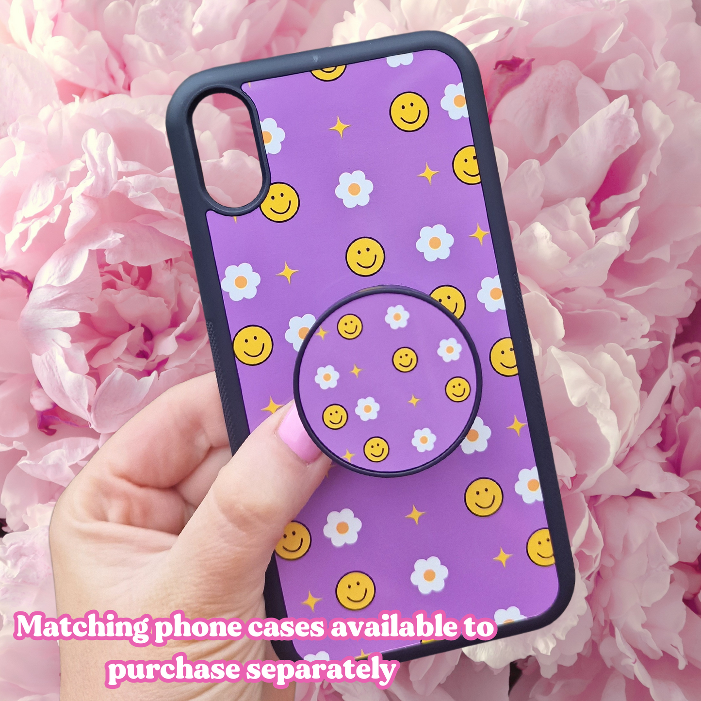 Smiley Floral Phone Grip