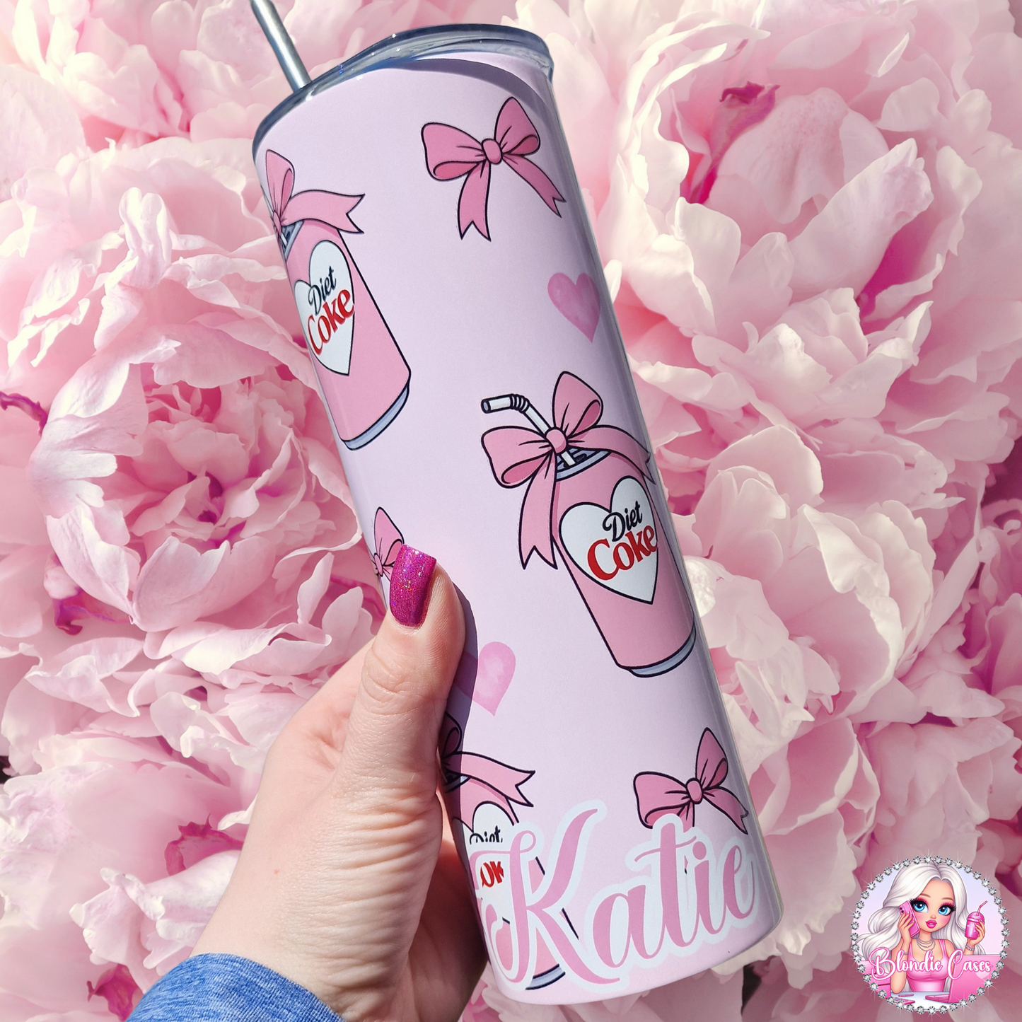 Personalised Pink Inspired Diet Coke, Redbull, Dr Pepper, Pepsi Max 20oz Tumbler