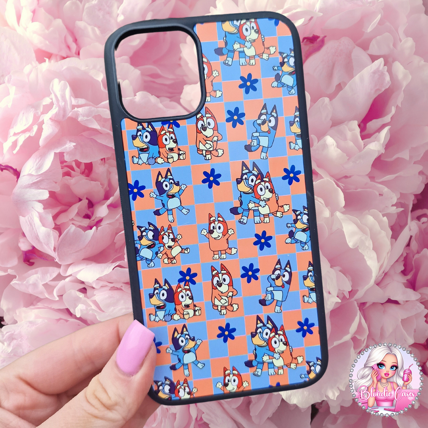Bluey Checkered Floral Phone Case