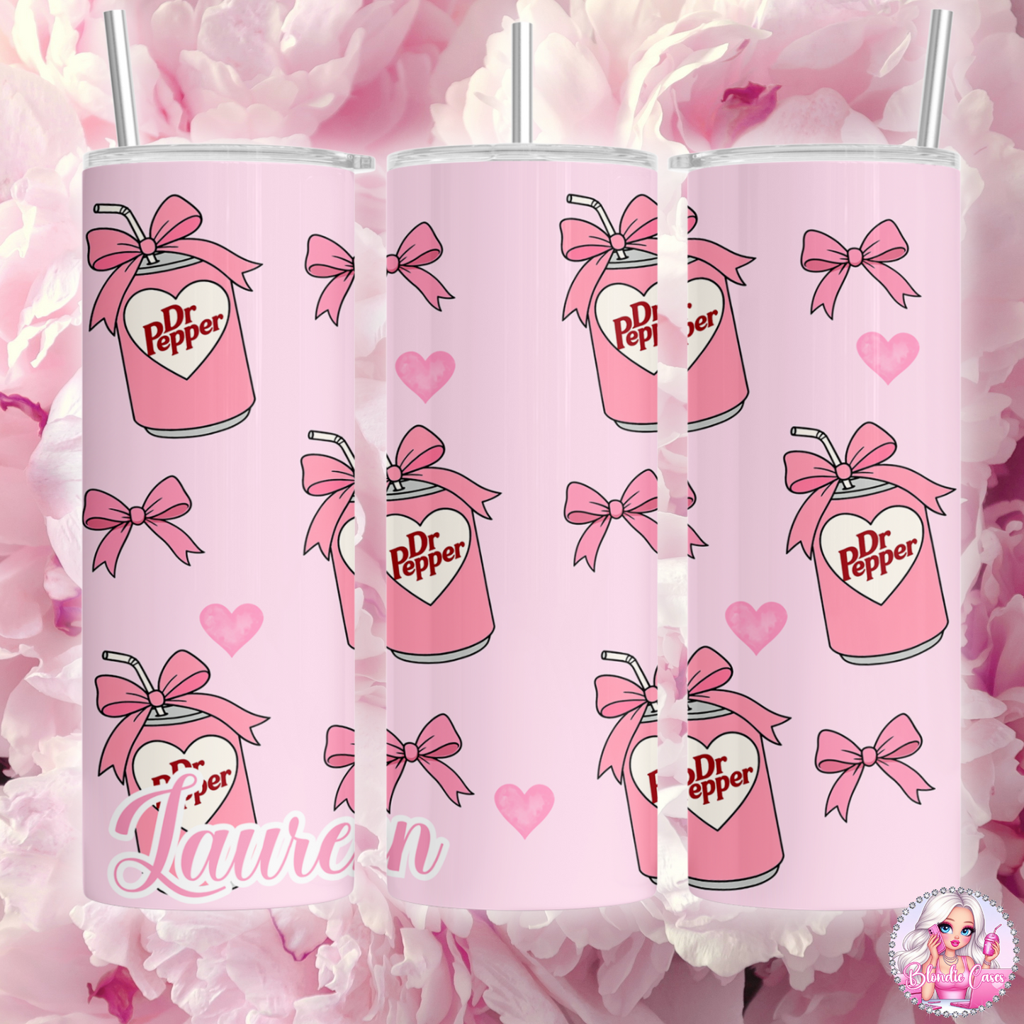 Personalised Pink Inspired Diet Coke, Redbull, Dr Pepper, Pepsi Max 20oz Tumbler