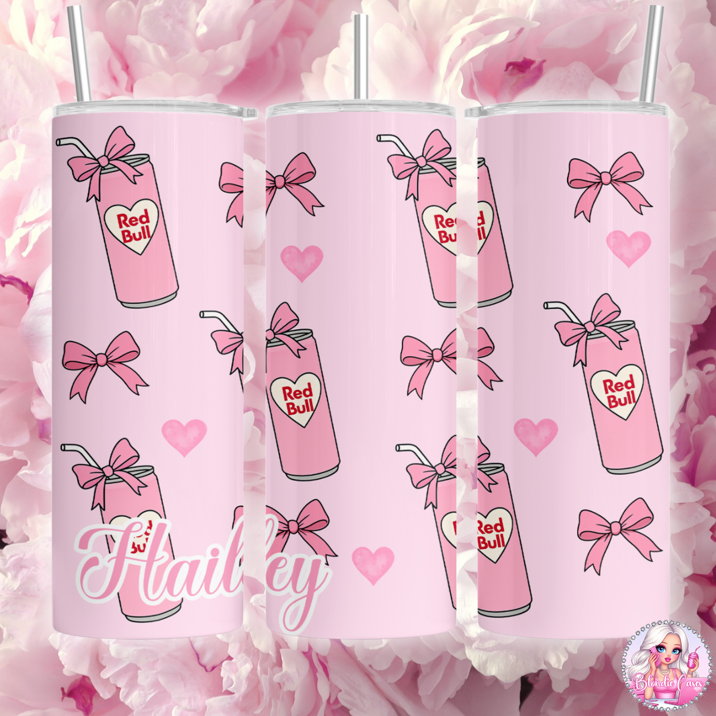 Personalised Pink Inspired Diet Coke, Redbull, Dr Pepper, Pepsi Max 20oz Tumbler