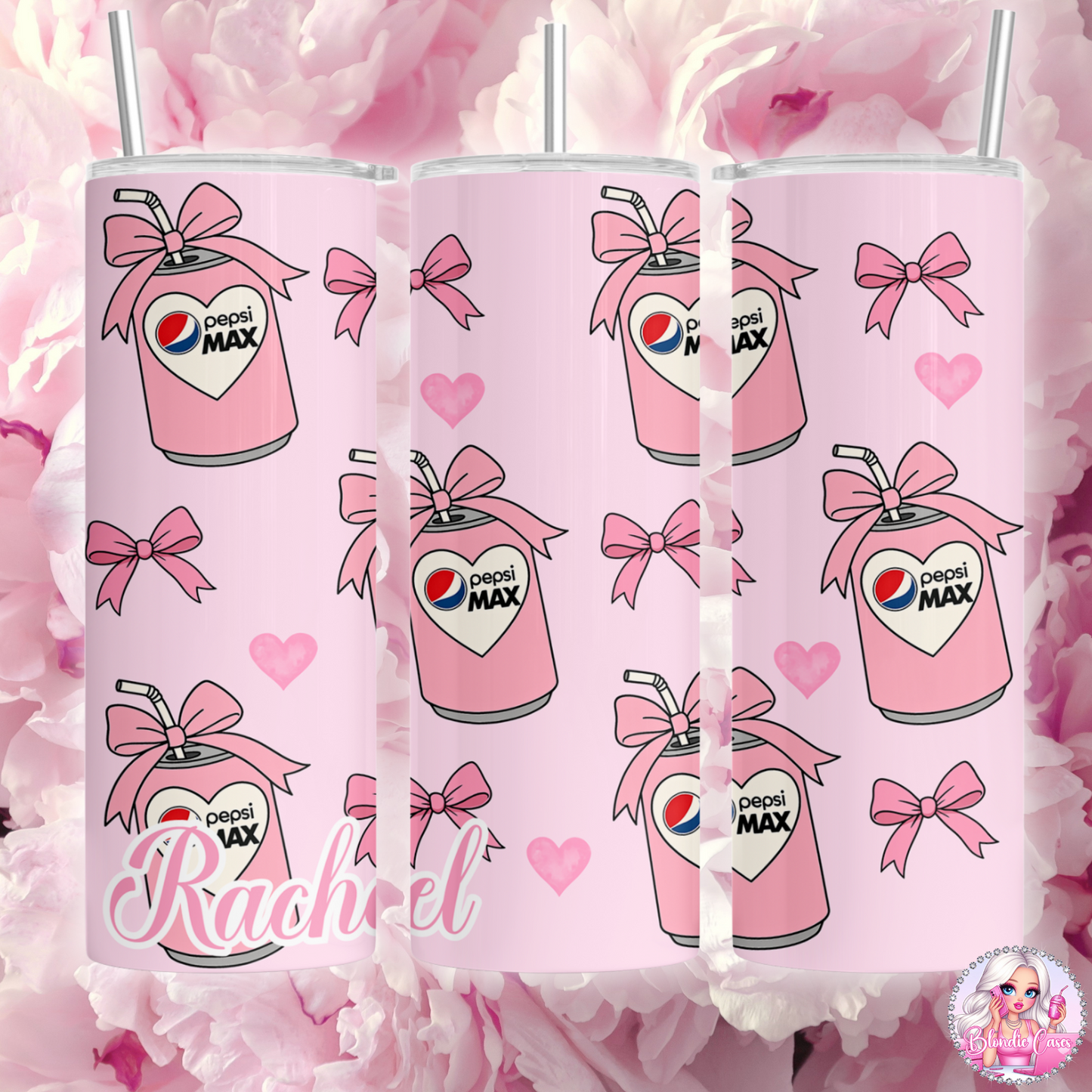 Personalised Pink Inspired Diet Coke, Redbull, Dr Pepper, Pepsi Max 20oz Tumbler
