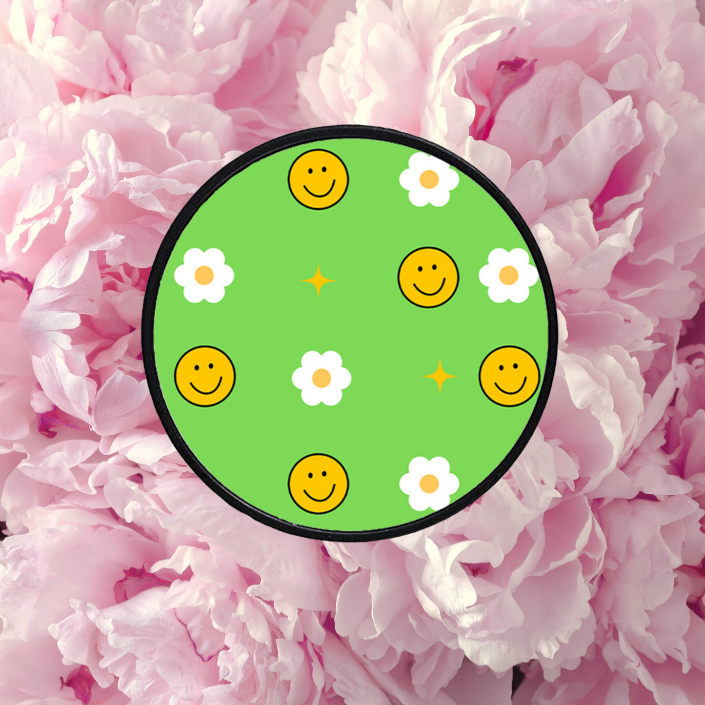 Smiley Floral Phone Grip