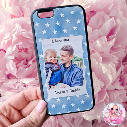 Personalised polaroid photo stars I love you phone case