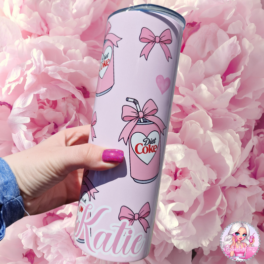 Personalised Pink Inspired Diet Coke, Redbull, Dr Pepper, Pepsi Max 20oz Tumbler