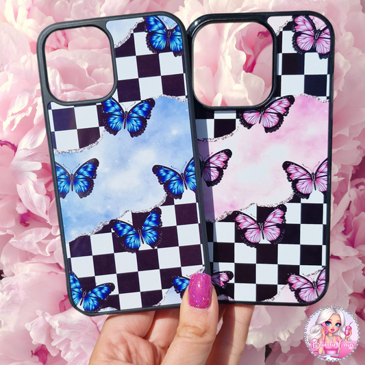 Checkered Butterfly Y2K Phone Case