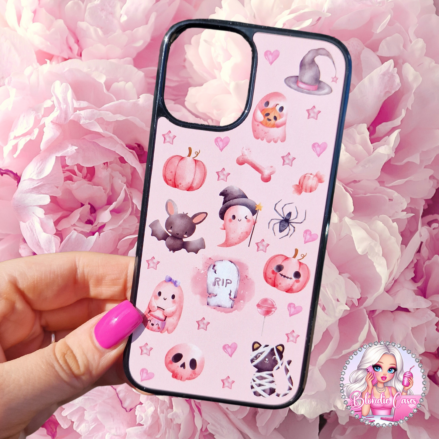 Pink Halloween theme phone case