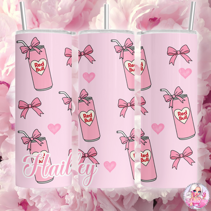 Personalised Pink Inspired Diet Coke, Redbull, Dr Pepper, Pepsi Max 20oz Tumbler
