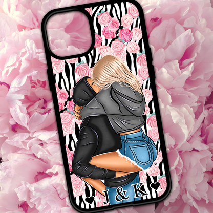 Custom Couple Zebra Floral Print Phone Case