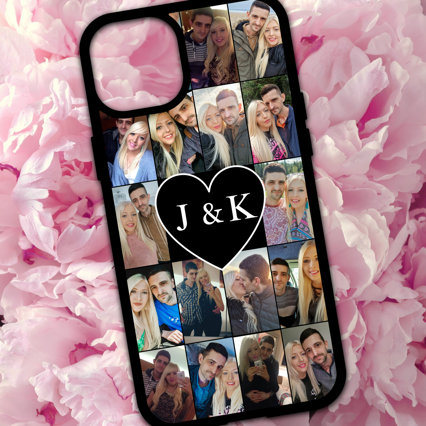 Couple Heart Collage Phone Case With Initials