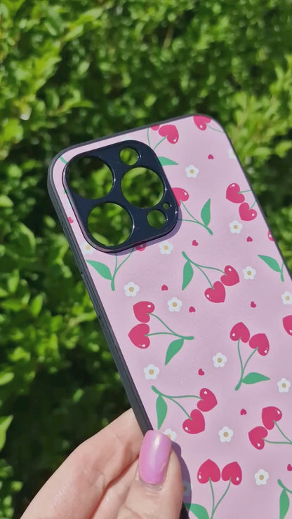 Pink Cherry Hearts Phone Case